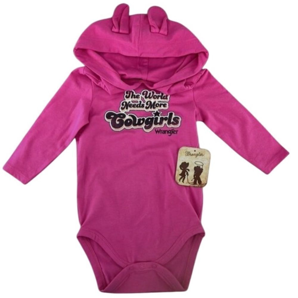 Baby Girl Wrangler Long Sleeve HoodedBodysuit Cowgirl Western Size 24M